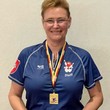 Stefanie König im blauben LWL-Trikot mit der Goldmedaille im den Hals Stefanie König im blauben LWL-Trikot mit der Goldmedaille im den Hals