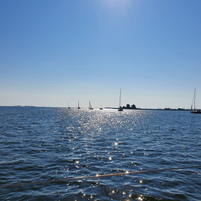 Blick aufs Meer mit zahlreichen Segelbooten (vergrößerte Bildansicht wird geöffnet)
